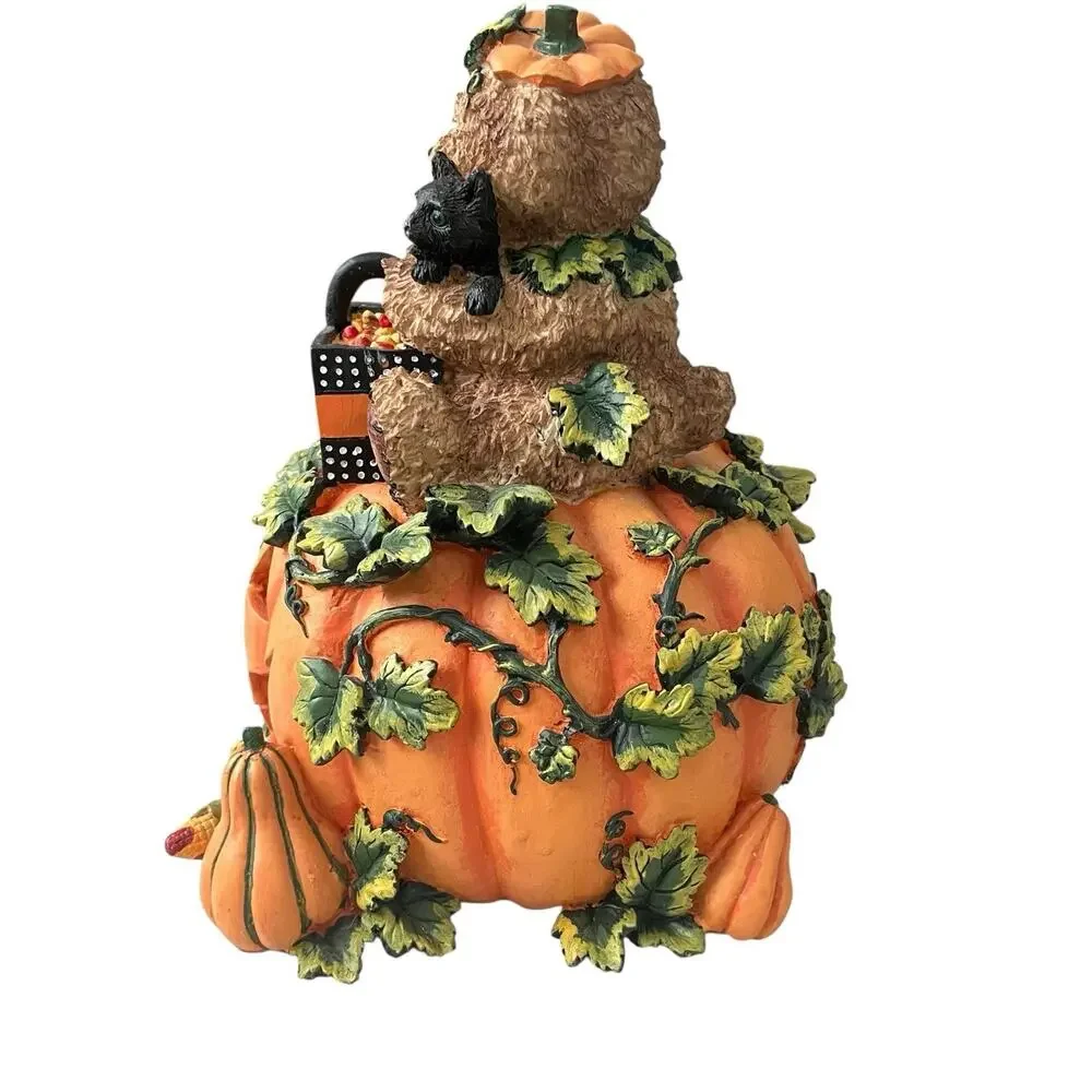 Vintage Gloria Jeans Exclusive Halloween Light Up Pumpkin Cat WORKS Fall Harvest
